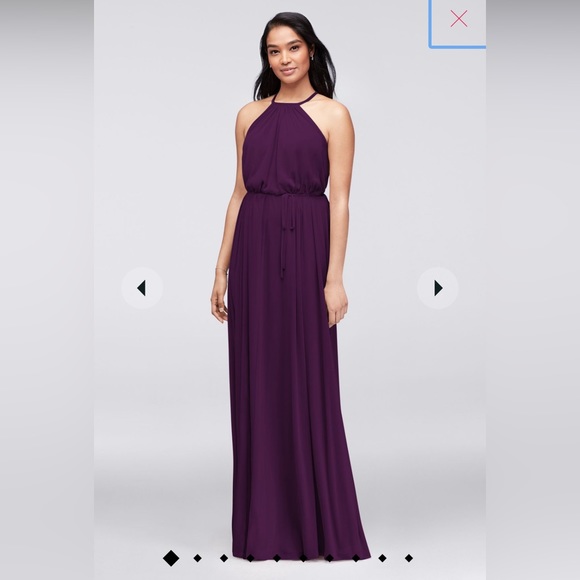 David's Bridal | Dresses | Davids Bridal Soft Mesh Halter Bridesmaid Dress  With Slim Sash | Poshmark